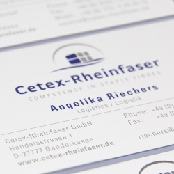 Visitenkarte für unseren Kunden Cetex-Rheinfaser